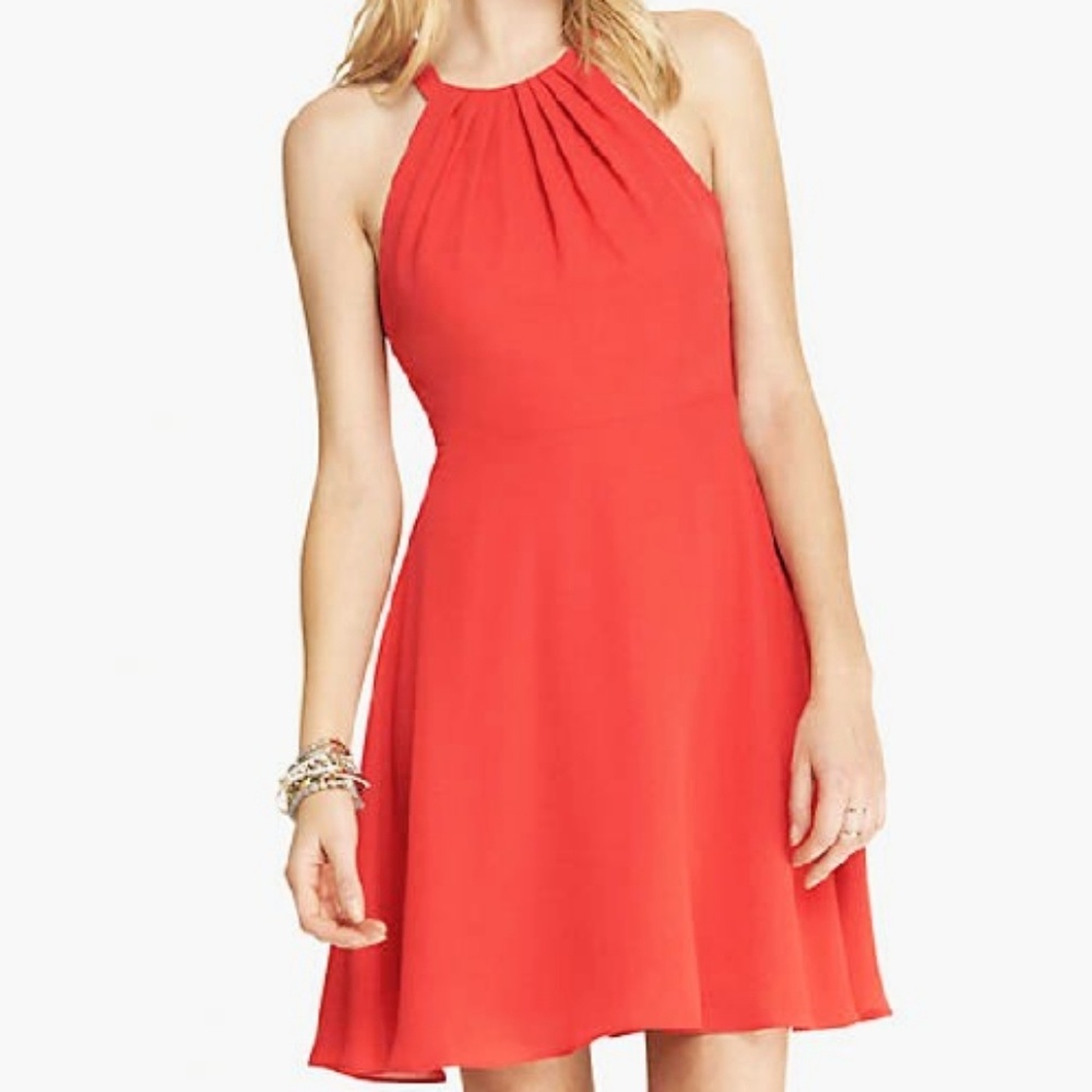 Express Fit and Flare Red Halter Dress